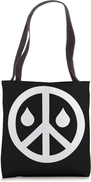 Peace With Two (2) Teardrop White Design Tote Bag