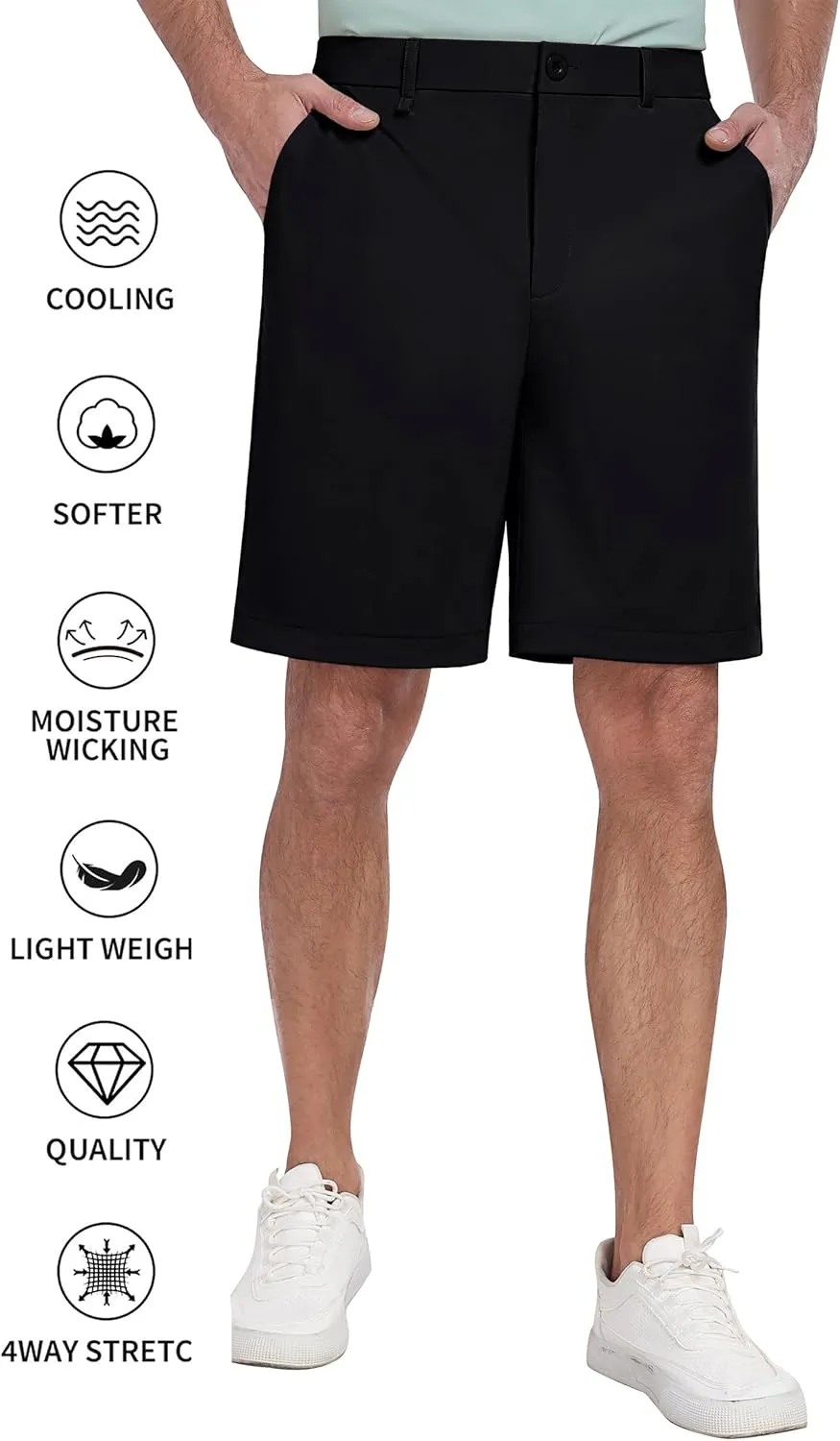 PEGENO Men's Golf Dress Shorts - Lightweight Waterproof Quick-Dry Casual Summer Shorts