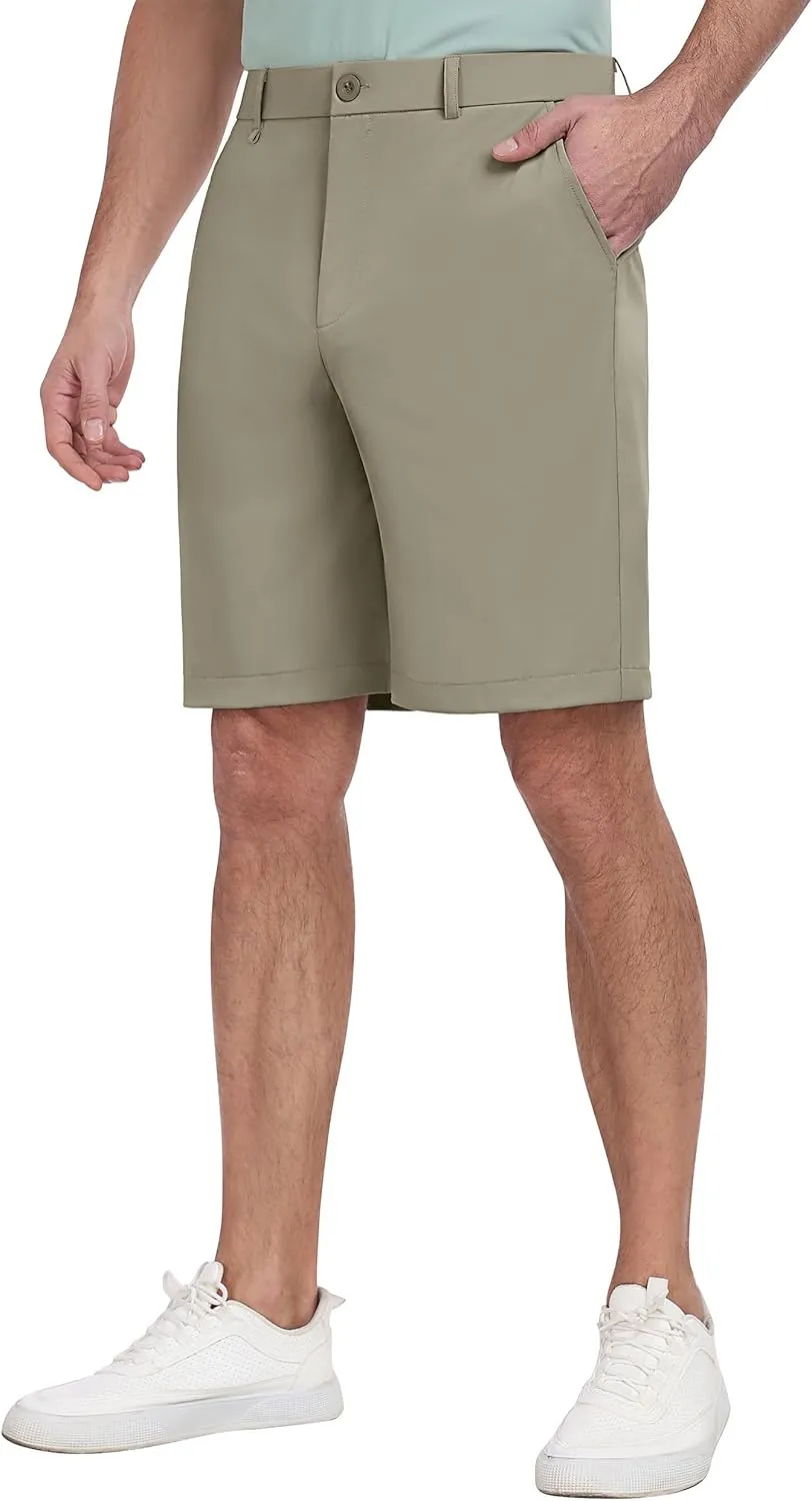 PEGENO Men's Golf Dress Shorts - Lightweight Waterproof Quick-Dry Casual Summer Shorts