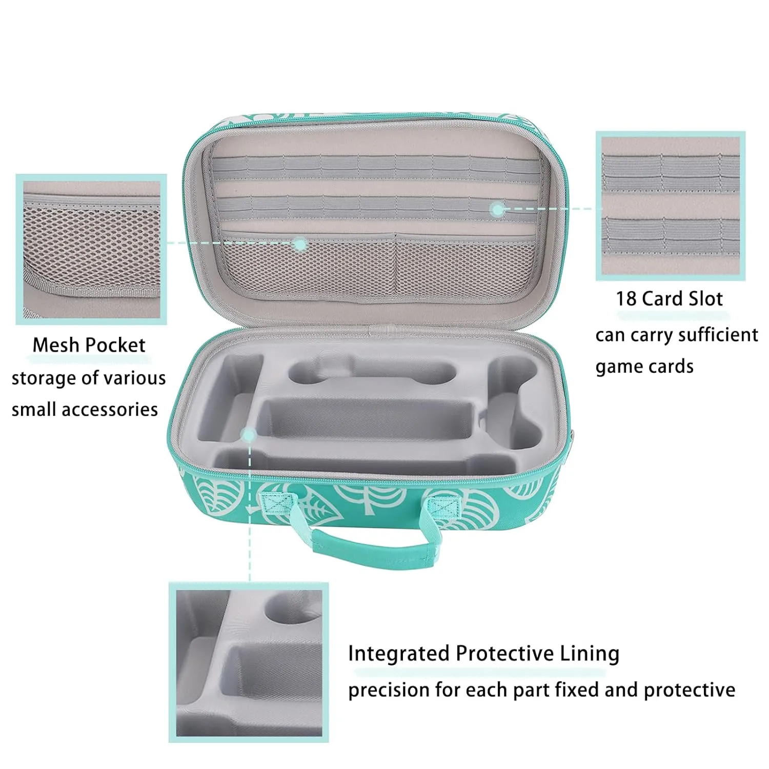 Pemalin Carrying Travel Case for Nintendo Switch / OLED Model, Hard Shell Storage Case for Switch Console and Full Set of Accessories, with Mesh Pocket and 18 Card Slots.