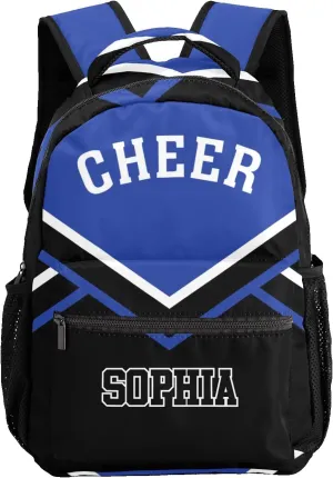 Personalized Cheer Blue Cheerleader Custom Backpack Waterproof Multifunctional Daypack with Name Gift 12.2(L) x5.9(W) x16.5(H) inch