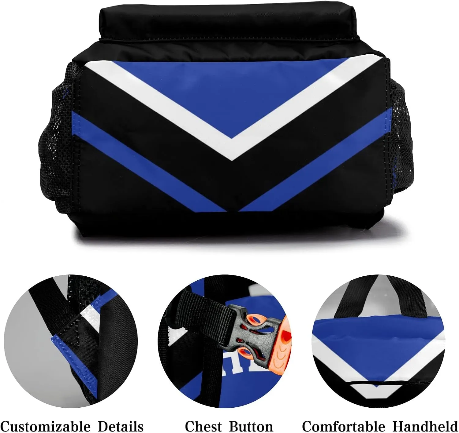 Personalized Cheer Blue Cheerleader Custom Backpack Waterproof Multifunctional Daypack with Name Gift 12.2(L) x5.9(W) x16.5(H) inch