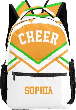 Personalized Cheer Cheerleader Green Orange Custom Backpack Waterproof Multifunctional Daypack with Name Gift