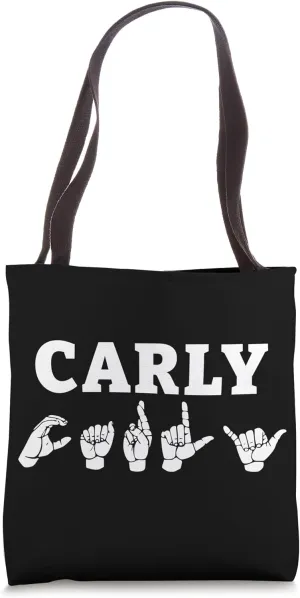 Personalized name sign language CARLY ASL Teacher Deaf Tote Bag