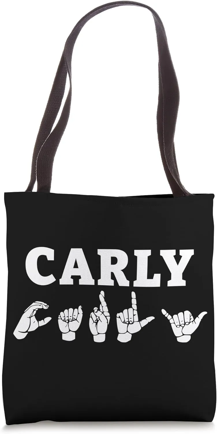 Personalized name sign language CARLY ASL Teacher Deaf Tote Bag
