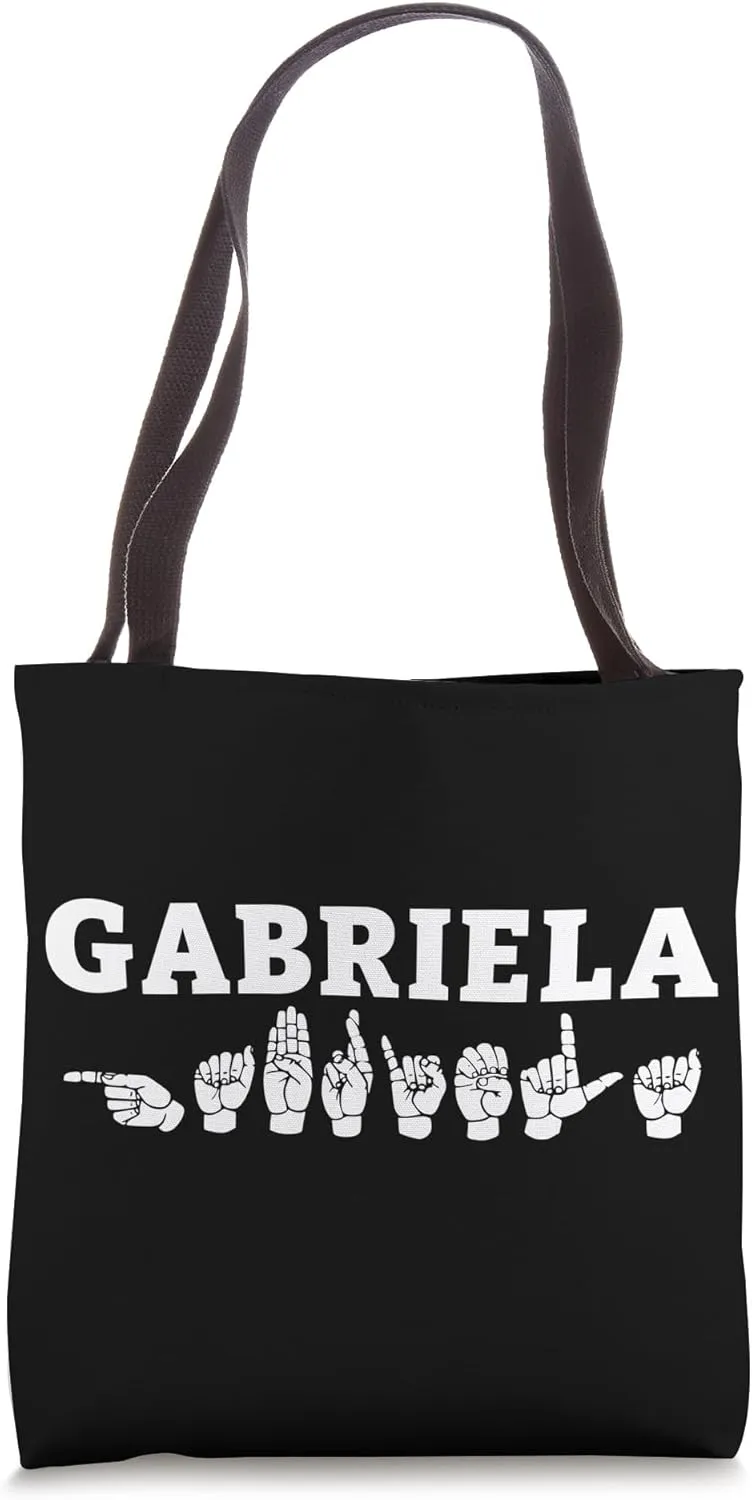 Personalized name sign language GABRIELA ASL Teacher Deaf Tote Bag