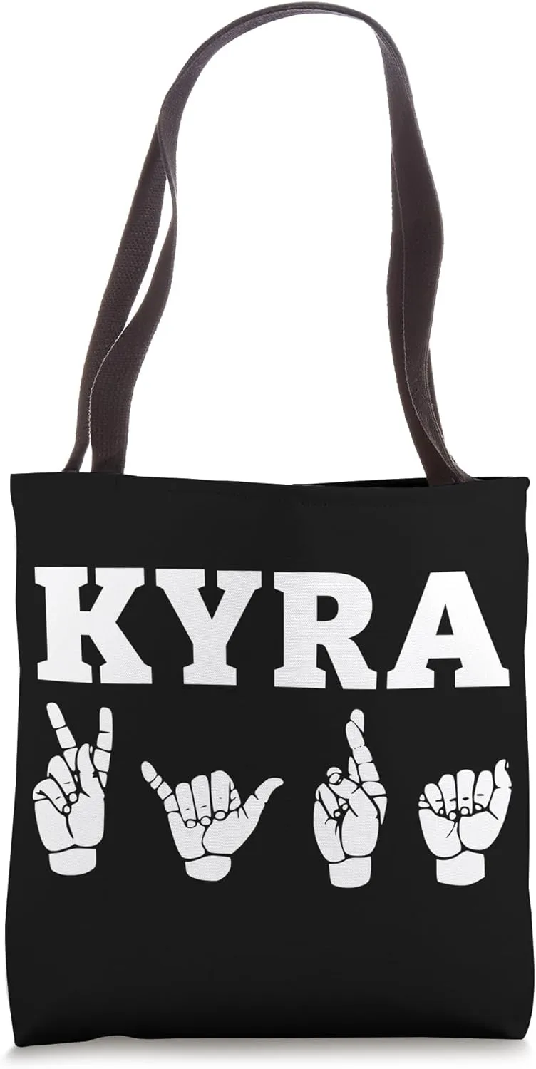 Personalized name sign language KYRA ASL Teacher Deaf Tote Bag