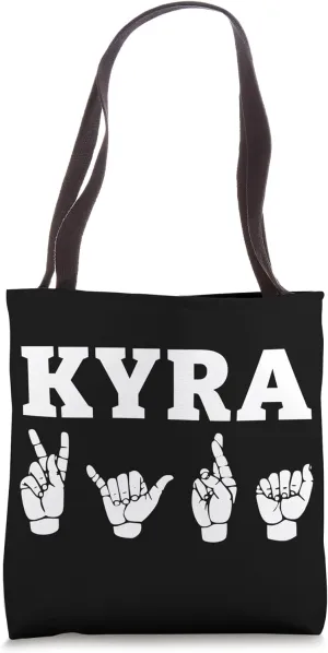Personalized name sign language KYRA ASL Teacher Deaf Tote Bag