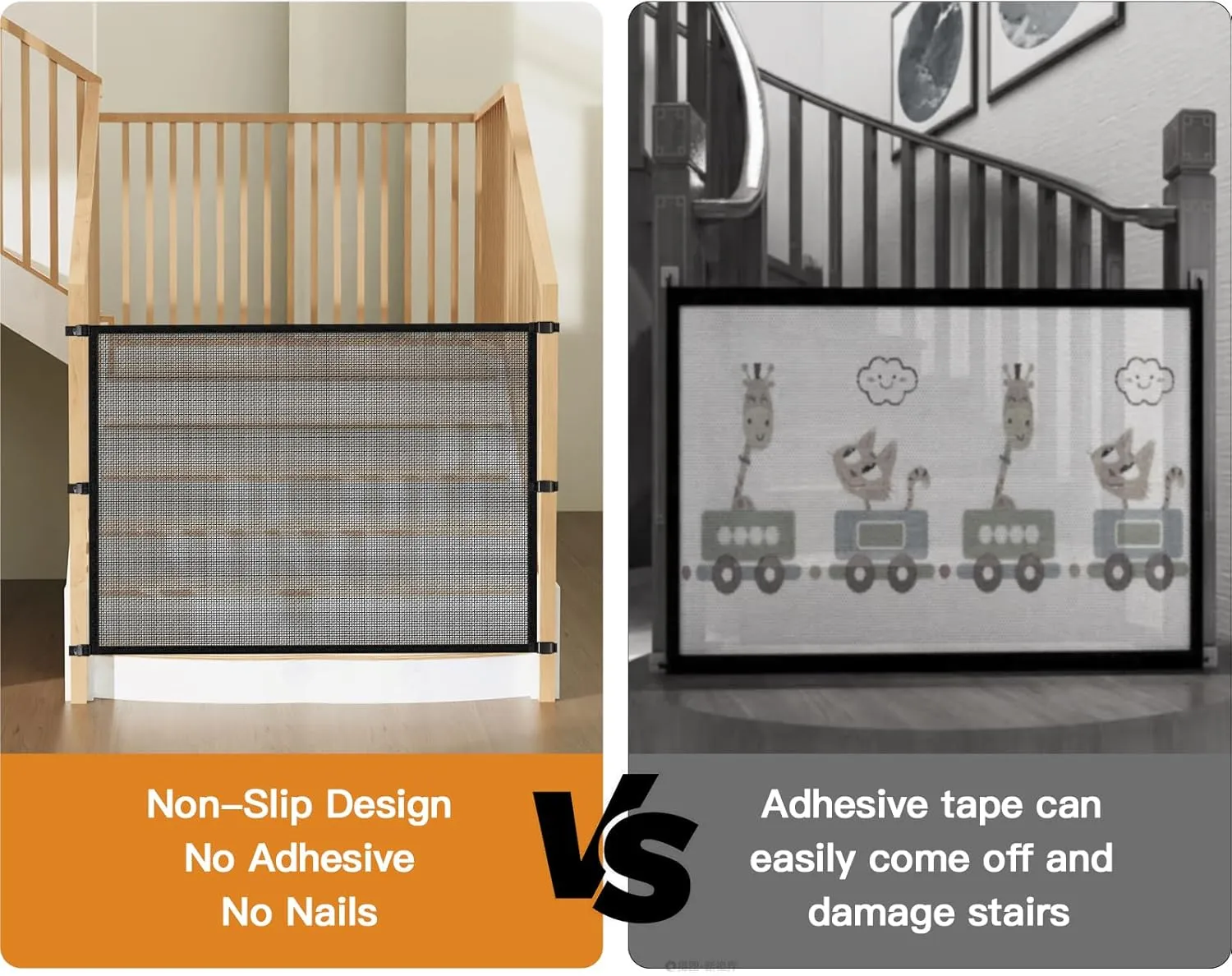 Petco Dog Pet Mesh Stairs - Baby Safety Barrier Gates for Stairway - No Drilling, Banister to Banister Baby Gates for Indoor Use