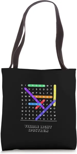 Physics Science Nerd Word Search Rainbow ROYGBIV Spectrum Tote Bag