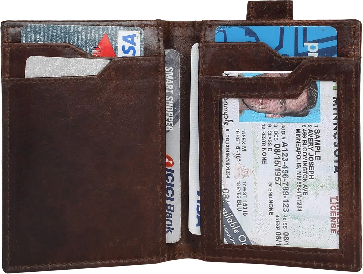 Pitaara Genuine Leather Slim Hand Crafted Minimalist Bifold Front Pocket Wallet with RFID Blocking