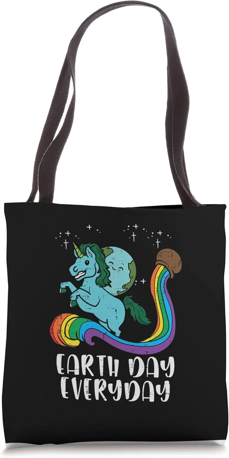 Planet Riding Unicorn Rainbow Earth Day Girls Kids Toddlers Tote Bag