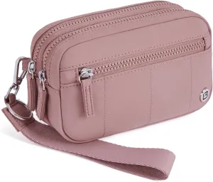 POIUGOYA Small Nylon Crossbody Bags for Women,RFID Wristlet Purse Built in Wallet, 4 Zipper Crossbody Wallet Phone Organizer