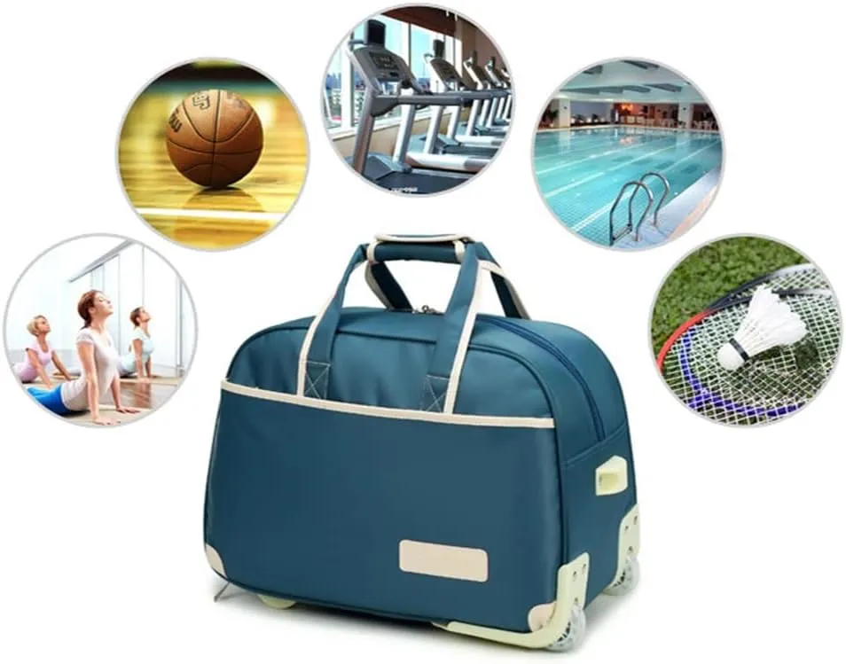 Portable Rolling Tote Travel Bag With Wheels, Waterproof Wheeled Outdoor Duffle Bag Lgihtweight Carry On Luggage Tote Suitcase Unisex-Adult Trolley Bag Overnight Weekender Bag For Women Men ( Color :