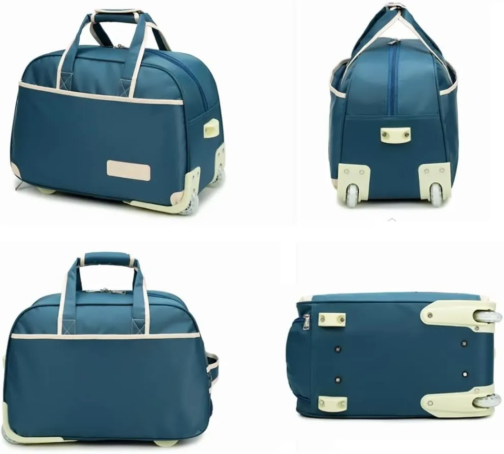 Portable Rolling Tote Travel Bag With Wheels, Waterproof Wheeled Outdoor Duffle Bag Lgihtweight Carry On Luggage Tote Suitcase Unisex-Adult Trolley Bag Overnight Weekender Bag For Women Men ( Color :