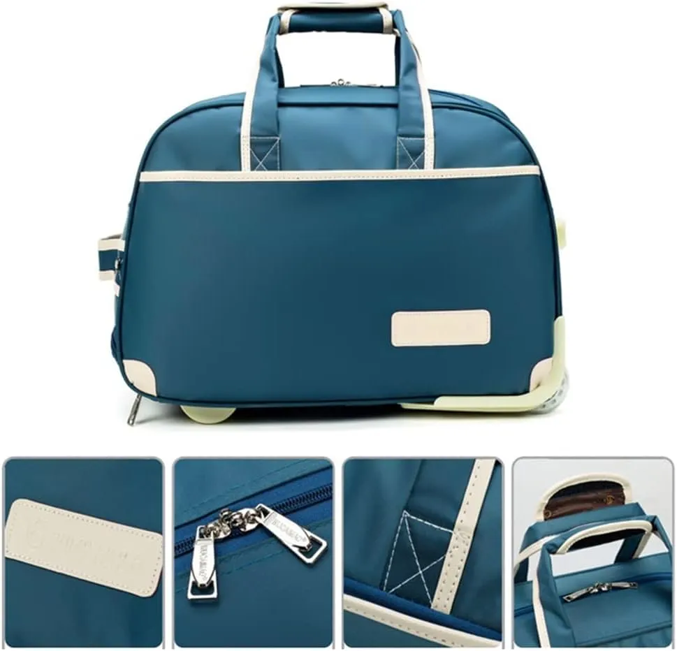 Portable Rolling Tote Travel Bag With Wheels, Waterproof Wheeled Outdoor Duffle Bag Lgihtweight Carry On Luggage Tote Suitcase Unisex-Adult Trolley Bag Overnight Weekender Bag For Women Men ( Color :