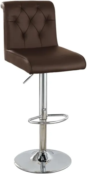 Poundex Adjustable Height & Swivel Barstool in Espresso Faux Leather (Set of 2)