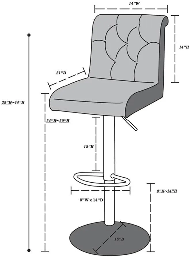 Poundex Adjustable Height & Swivel Barstool in White Faux Leather (Set of 2)