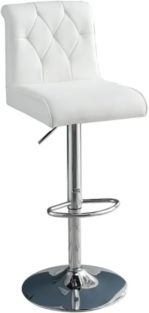 Poundex Adjustable Height & Swivel Barstool in White Faux Leather (Set of 2)