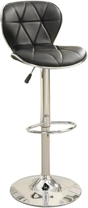 Poundex Bobkona Riggan Set of Two Adjustable PU bar Stool in Black