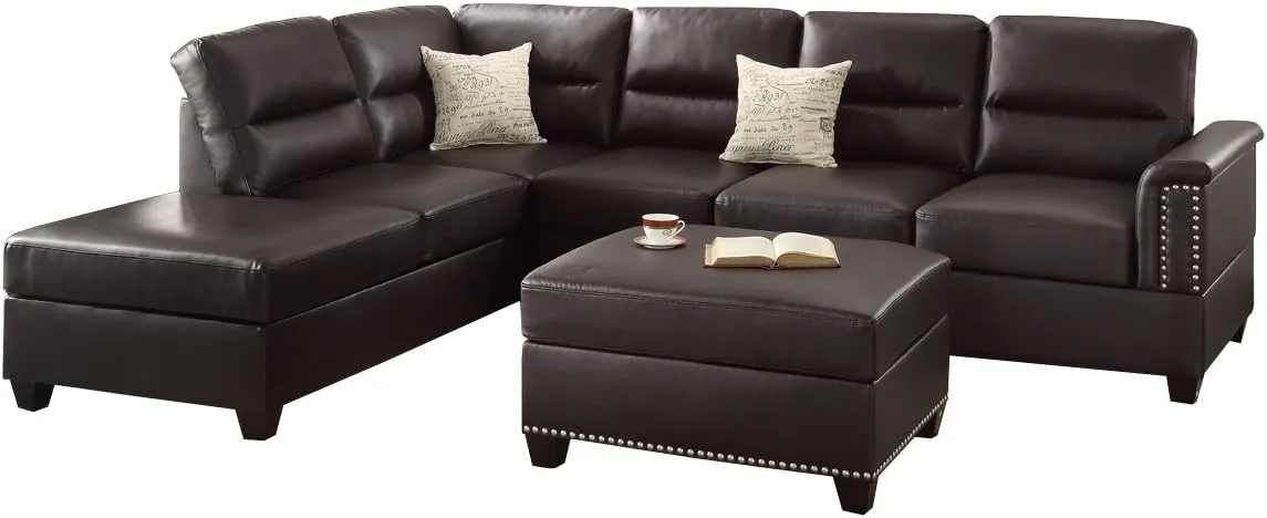 Poundex Upholstered Sofas/Sectionals/Armchairs, Espresso