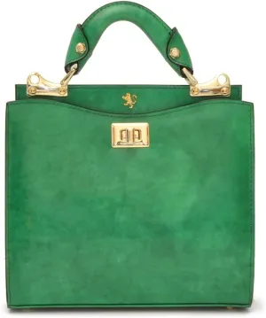 Pratesi Leather Bag for Women Anna Maria Luisa de' Medici Medium in cow leather - Radica Emerald Made in Italy