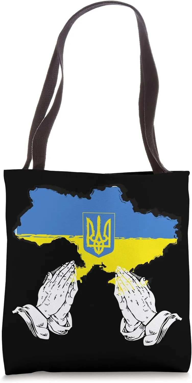Pray For Peace Ukrainian Map Flag We Want Peace Tote Bag
