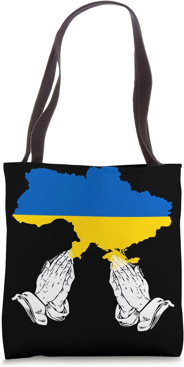 Pray For Ukrainian Map Flag We Want Peace Tote Bag