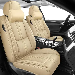 Premium Leather Seat Covers for Mercury Grand Marquis 2000-2010,Car Seat Covers Front Set,Waterproof Car Seat Protectors with Airbag,Comfort Interior Cover Seats for Cars(Beige,Pillows)