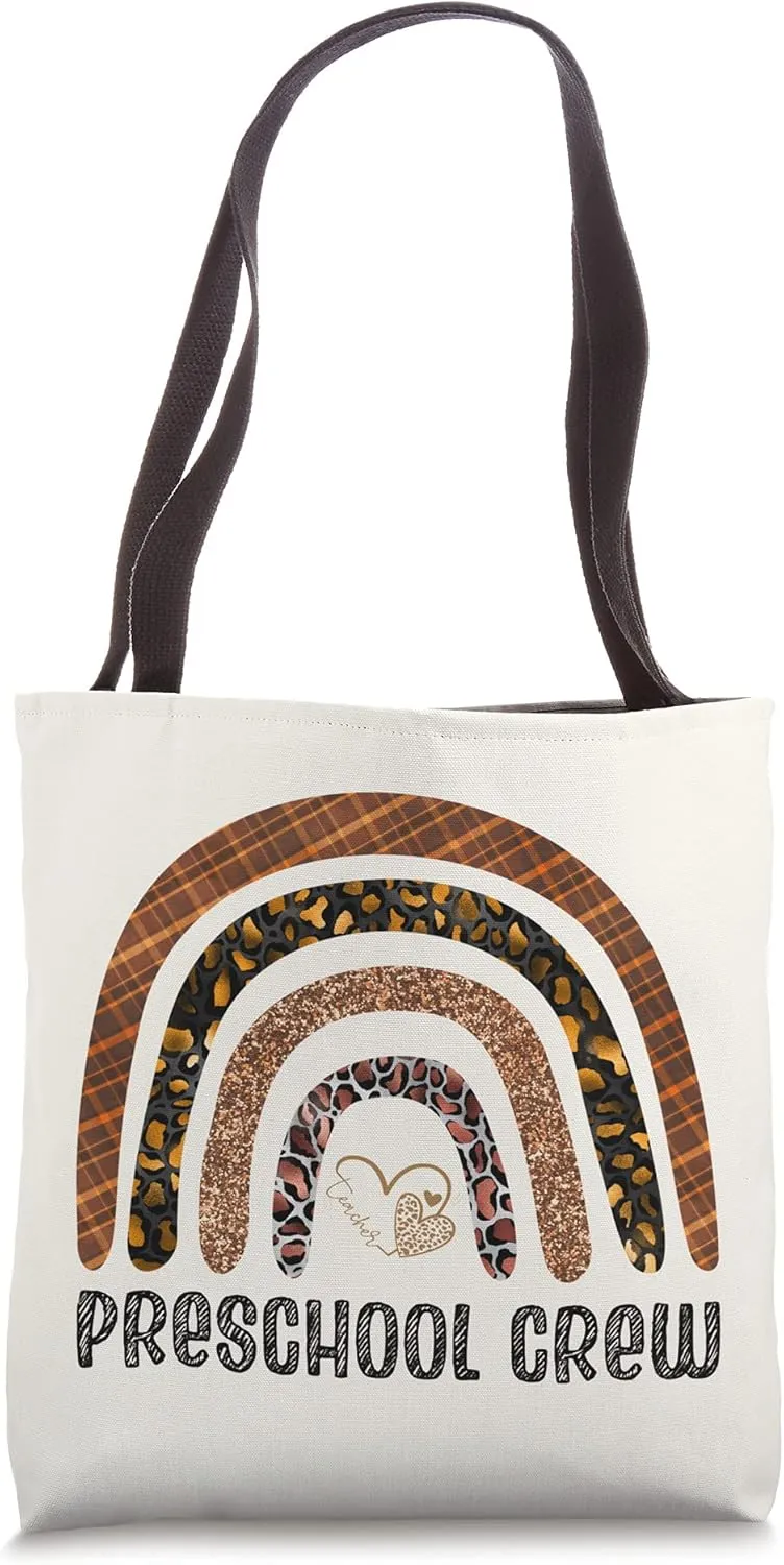 Preschool Teacher Leopard Rainbow Back To School First Day Tote Bag
