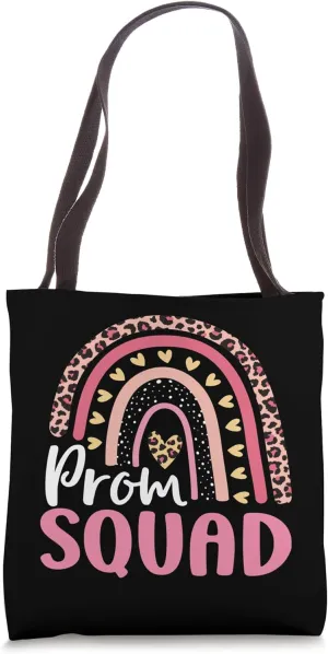 Prom Squad Prom Graduation Leopard Rainbow Party Matching Tote Bag