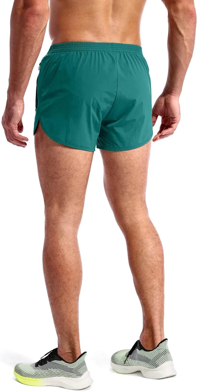 Pudolla Men’s Running Shorts 3 Inch Quick Dry Gym Athletic Workout Shorts for Men with Zipper Pockets