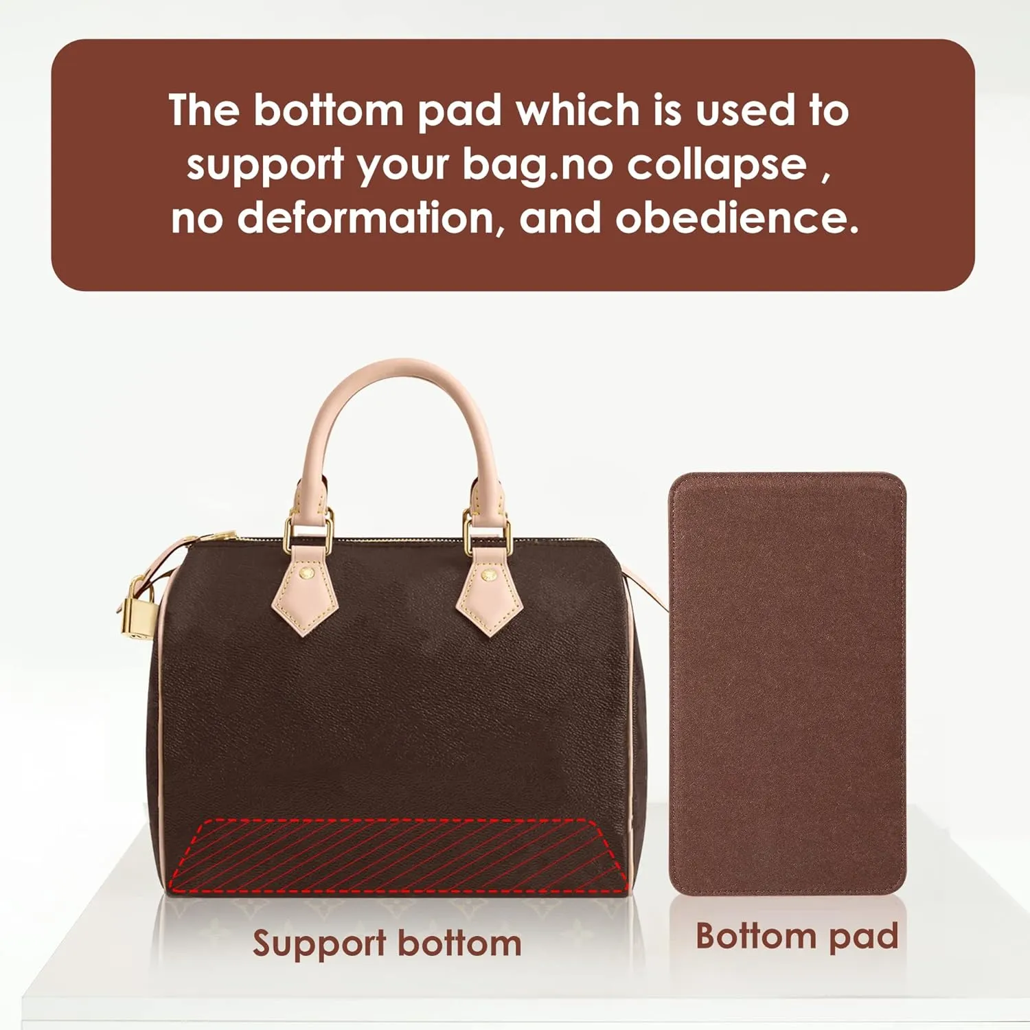 Purse Organizer Insert for Handbags, Fit Speedy 30,LePliage M,Neverfull Felt Tote Insert with Base Shaper Zipper Bag in Bag (Brown-Felt, Large)