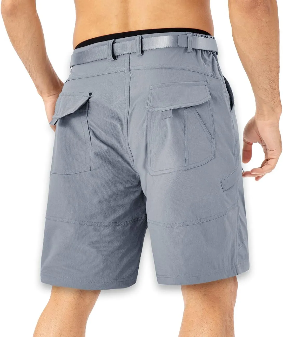Quick Dry Cargo Shorts Men Outdoor Casual Stretchy Lightweight Fishing Hiking Breathable Comfortable Shorts No Belt