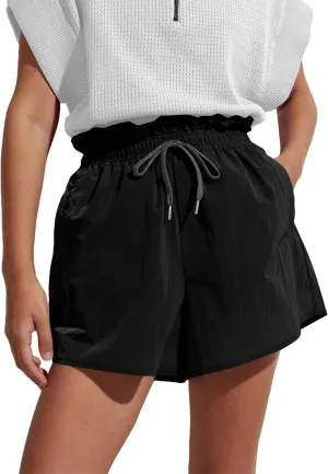 Quick Dry Paperbag Shorts for Women Girls Summer High Waisted Lightweight Shorts with Pockets