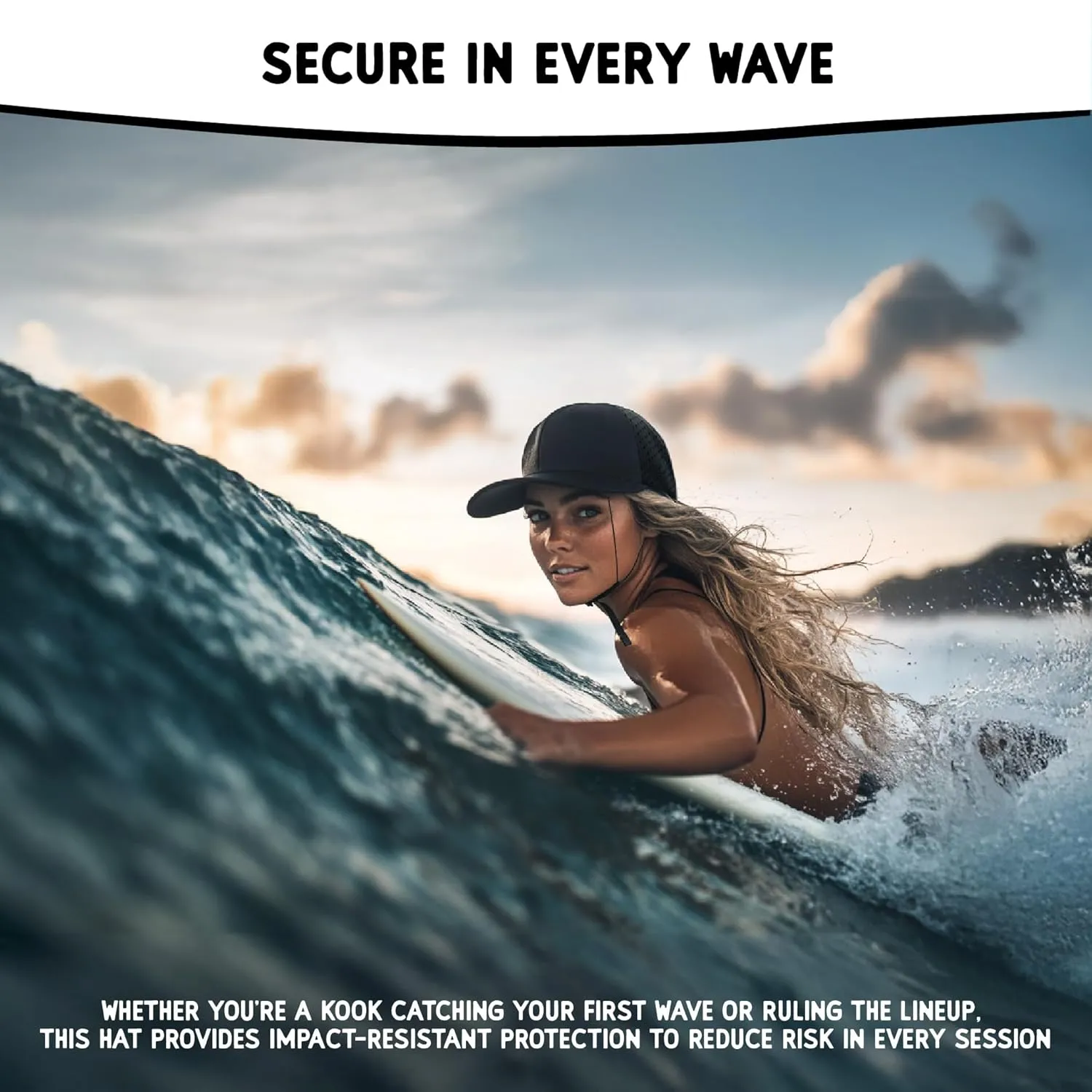 Quick-Dry Watersports Hat with Sun Protection for Surfing, Kayaking, Paddleboarding