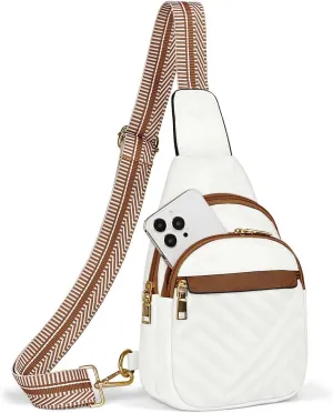 Quilted Leather Small Crossbody Bags for Women Men, Cross body Sling Bag Purse for Women One Strap Backpack Travel