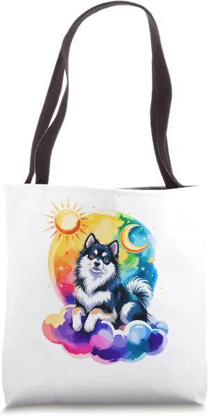 Rainbow Clouds Finnish Lapphund Tote Bag