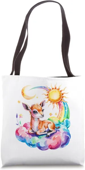 Rainbow Clouds Gazelle Antelope Gazelles Antelopes Tote Bag