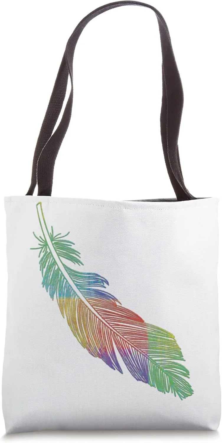 Rainbow Colorful Feather Peace & Unity for All People Tote Bag