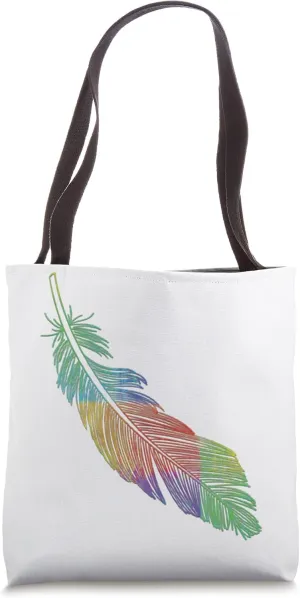 Rainbow Colorful Feather Peace & Unity for All People Tote Bag
