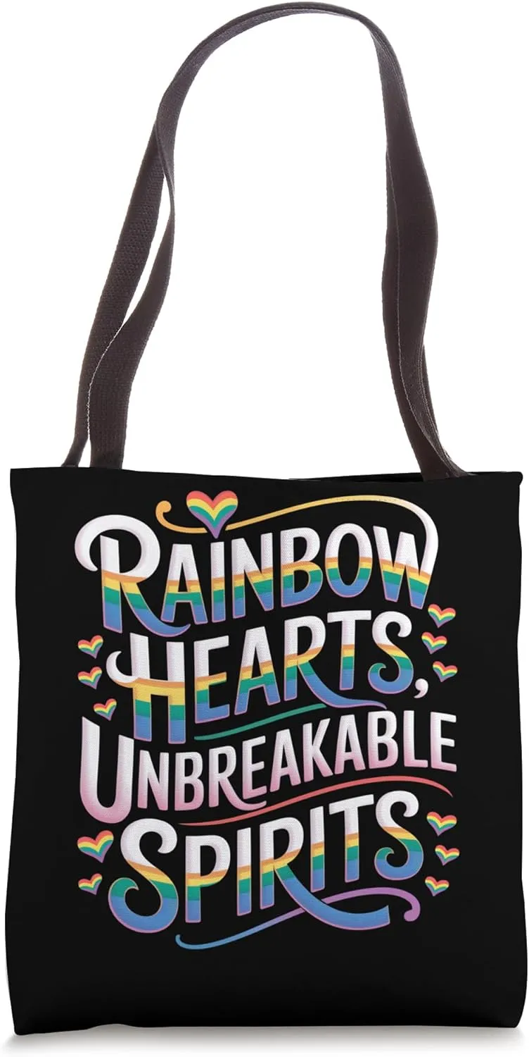Rainbow Hearts Unbreakable Spirits Tote Bag