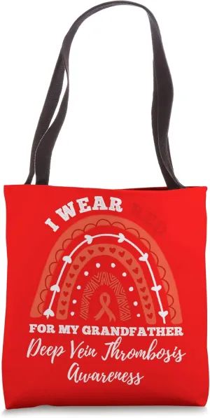 Rainbow I Wear Red For Grandfather DVT Deep Vein Thrombosis Tote Bag