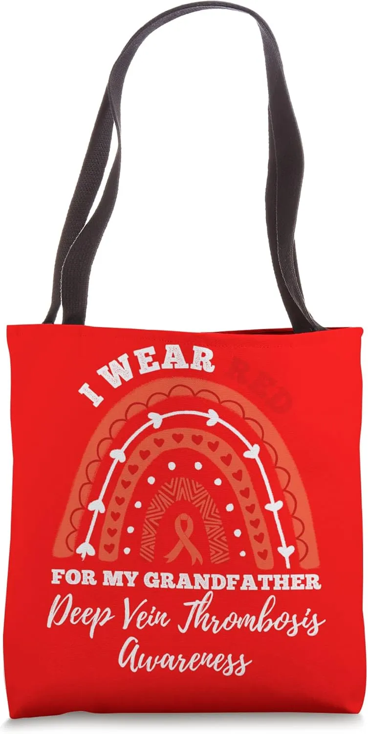 Rainbow I Wear Red For Grandfather DVT Deep Vein Thrombosis Tote Bag