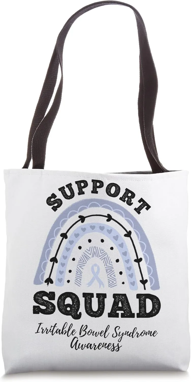 Rainbow IBS Support Squad Irritable Bowel Syndrome Awareness Tote Bag
