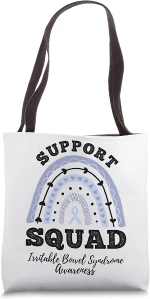 Rainbow IBS Support Squad Irritable Bowel Syndrome Awareness Tote Bag