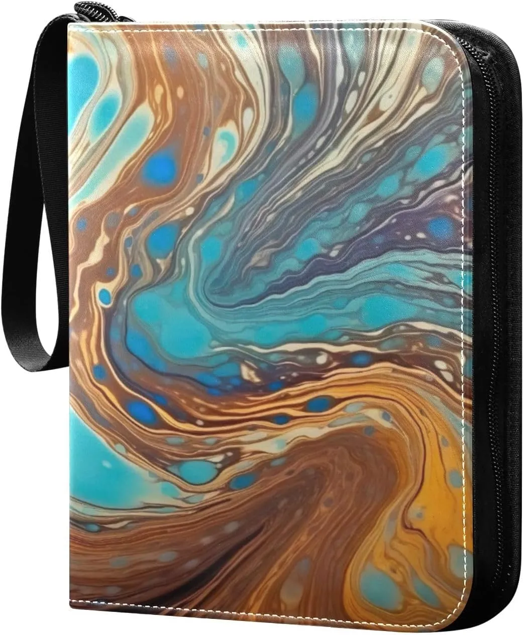 Rainbow Oil Painting Card Binder 4-Pocket, 400 Pockets Trading Cards Holder Games Card Albums Storage Organizer Case for Football, Baseball Cards