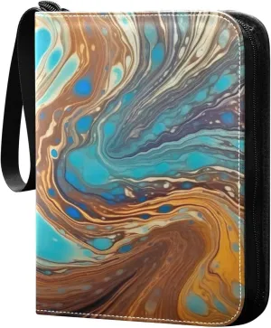 Rainbow Oil Painting Card Binder 4-Pocket, 400 Pockets Trading Cards Holder Games Card Albums Storage Organizer Case for Football, Baseball Cards