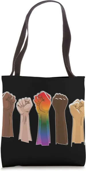 Raised Fist Black Power Unity Rainbow Protest Fist Tote Bag