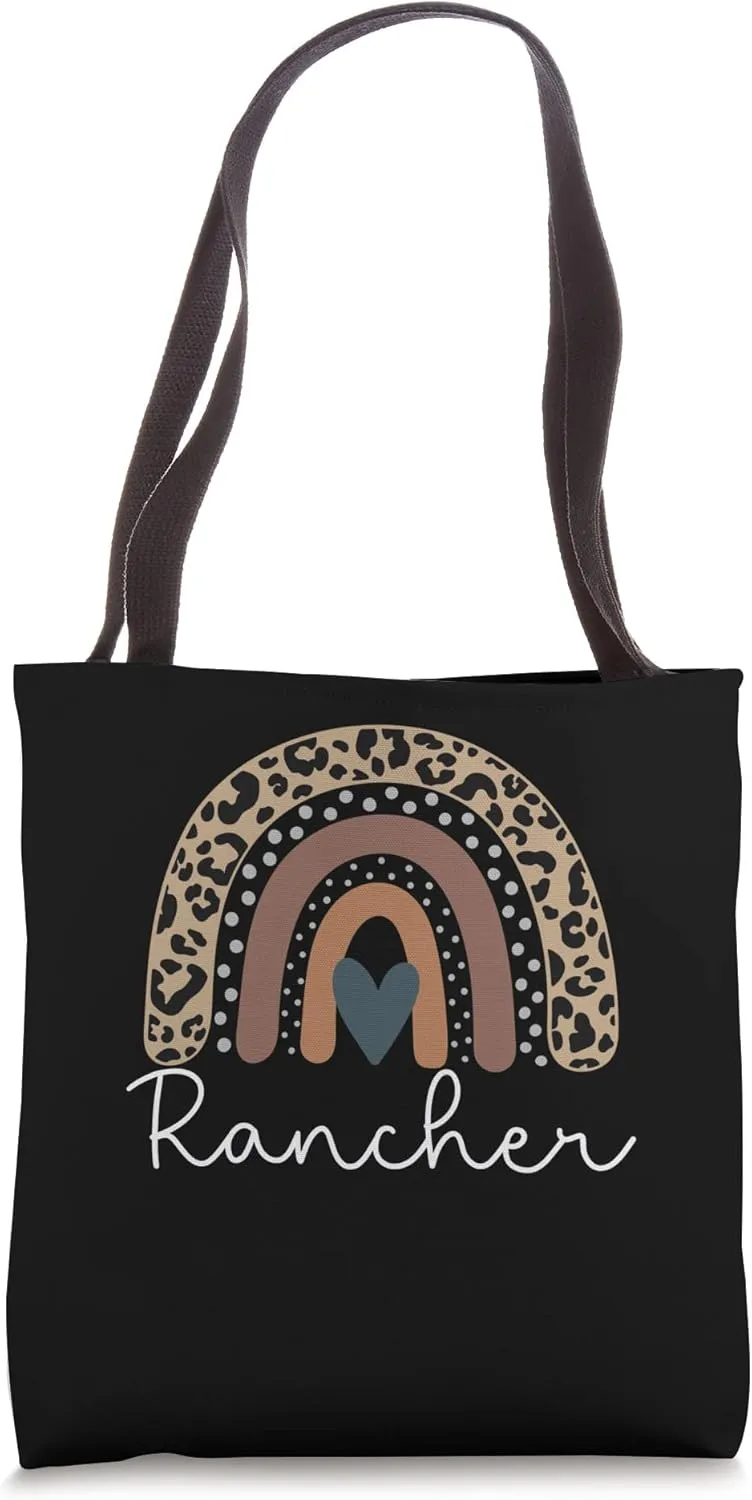 Rancher Cute Leopard Boho Rainbow for Team Rancher Squad Tote Bag